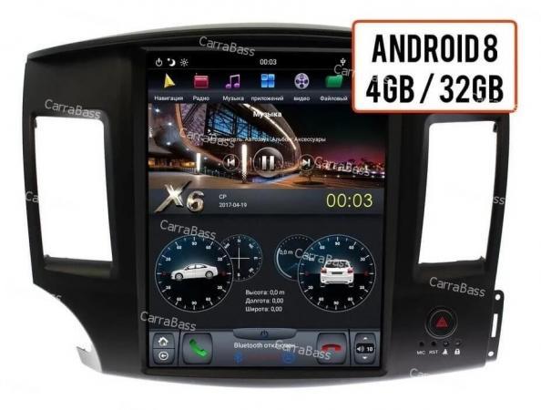 Магнитола для Mitsubishi Lancer X 2007-2015 Android 9,0 4/32GB IPS модель CB3192PX6 (стиль Tesla)